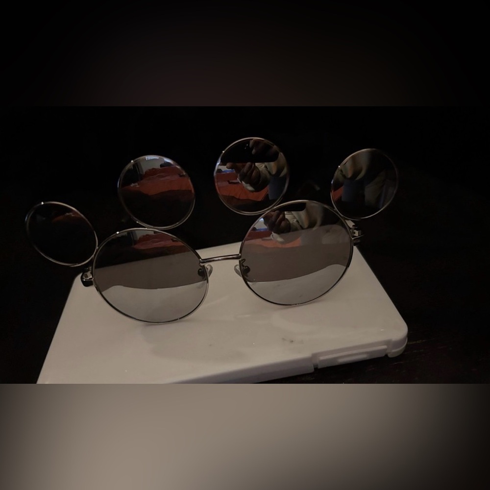 Disney Black Silver Round Mouse Ears Sunglasses